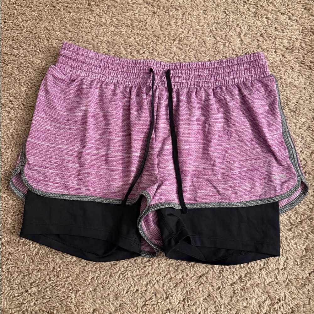 Champion Purple Layered Athletic Shorts with Black Liner